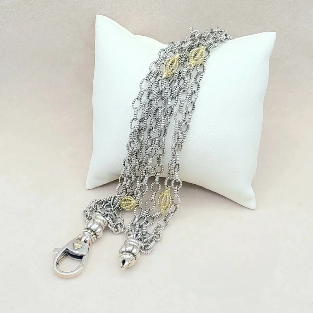 LAGOS Multi-Strand Silver Necklace with Gold Accents